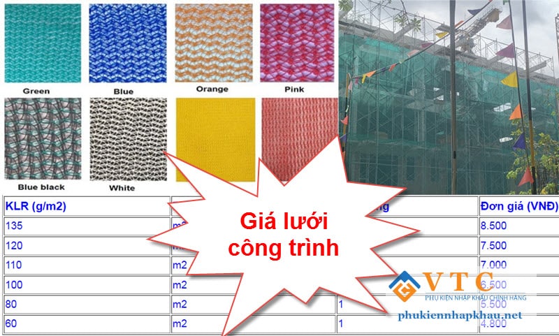 Bảng giá lưới bao che công trình